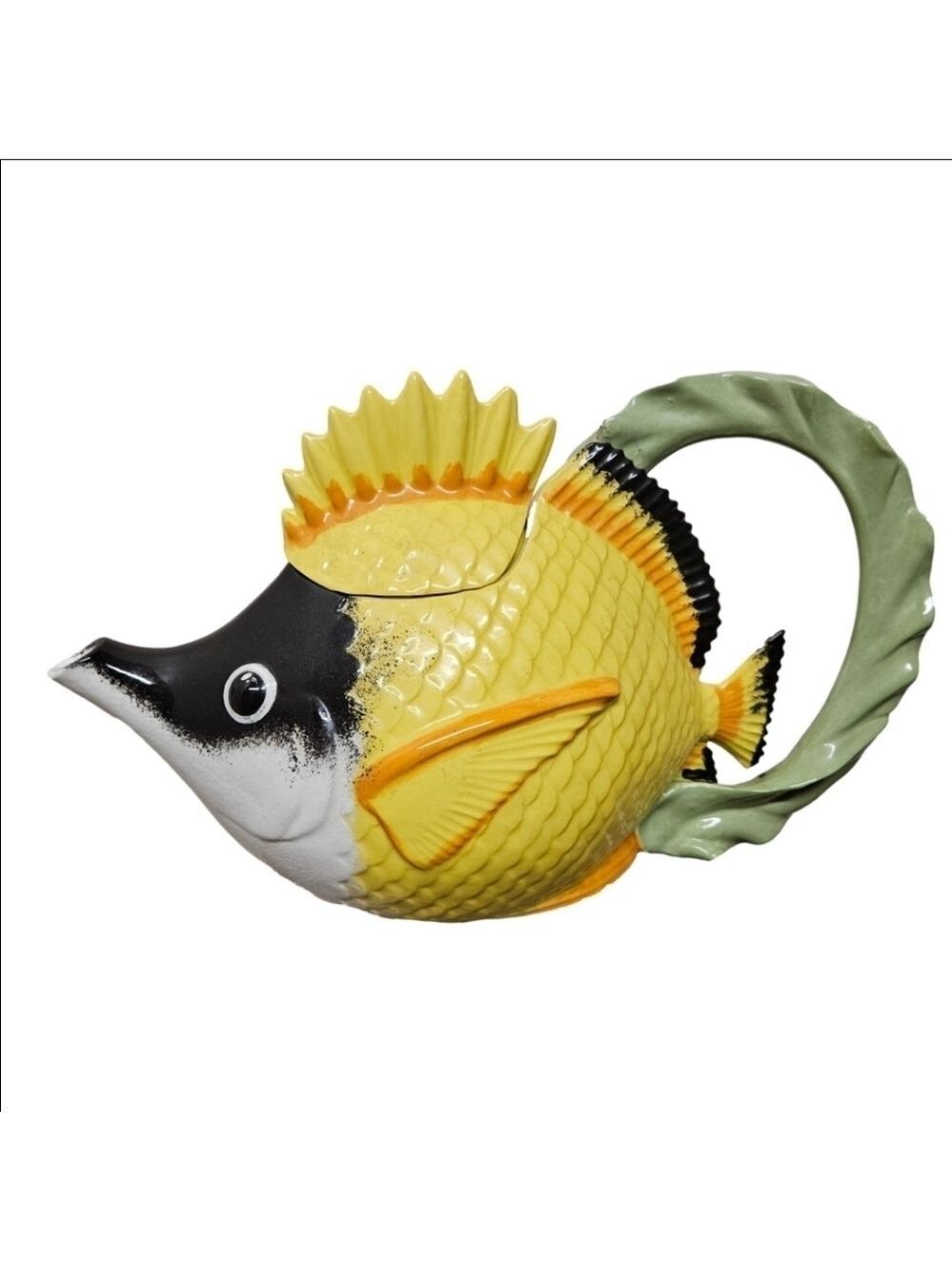 Vintage Yellow Longfish Butterfly Fish Teapot